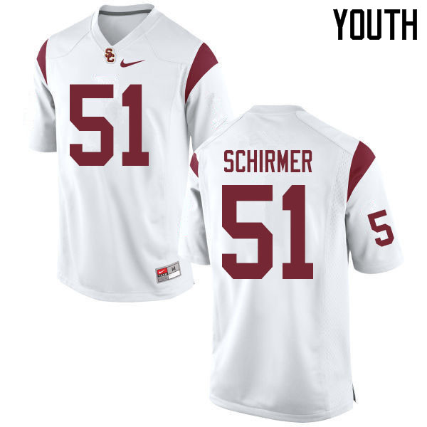 Youth #51 Bernard Schirmer USC Trojans College Football Jerseys Sale-White